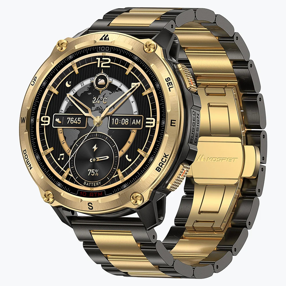 KOSPET TANK T4 Special Edition Smartwatch
#color_black gold^package_Special Edition: Silicone+Steel Staps