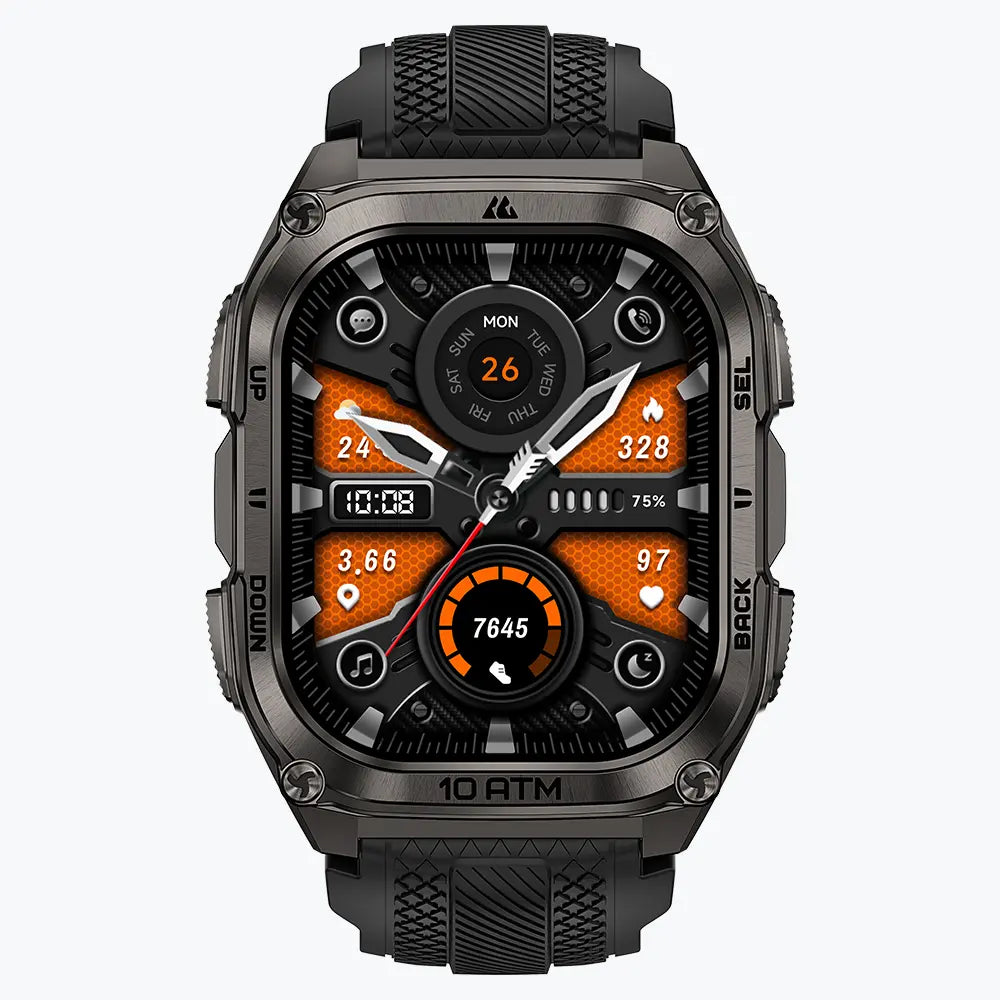 KOSPET tank m4 smartwatch black with silicone straps#color_black^package_Silicone Basic