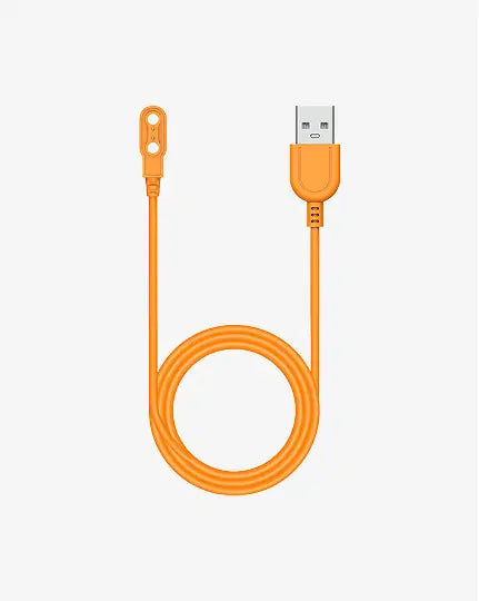 Orange Usb Smartwatch Charger Cable On A White Background